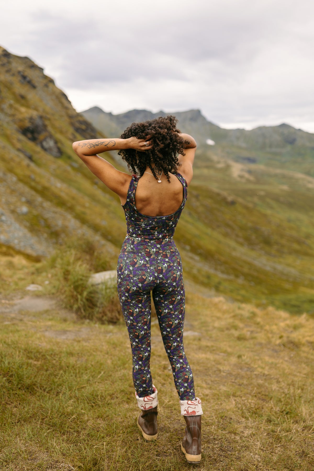 Earned it Leggings in Nightcap print, back view